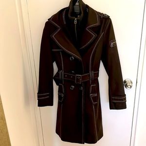 Miss Sixty Dark Brown Trench Coat with White Stitching